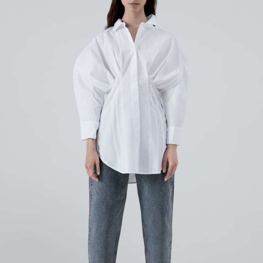 Zara pleated poplin shirt